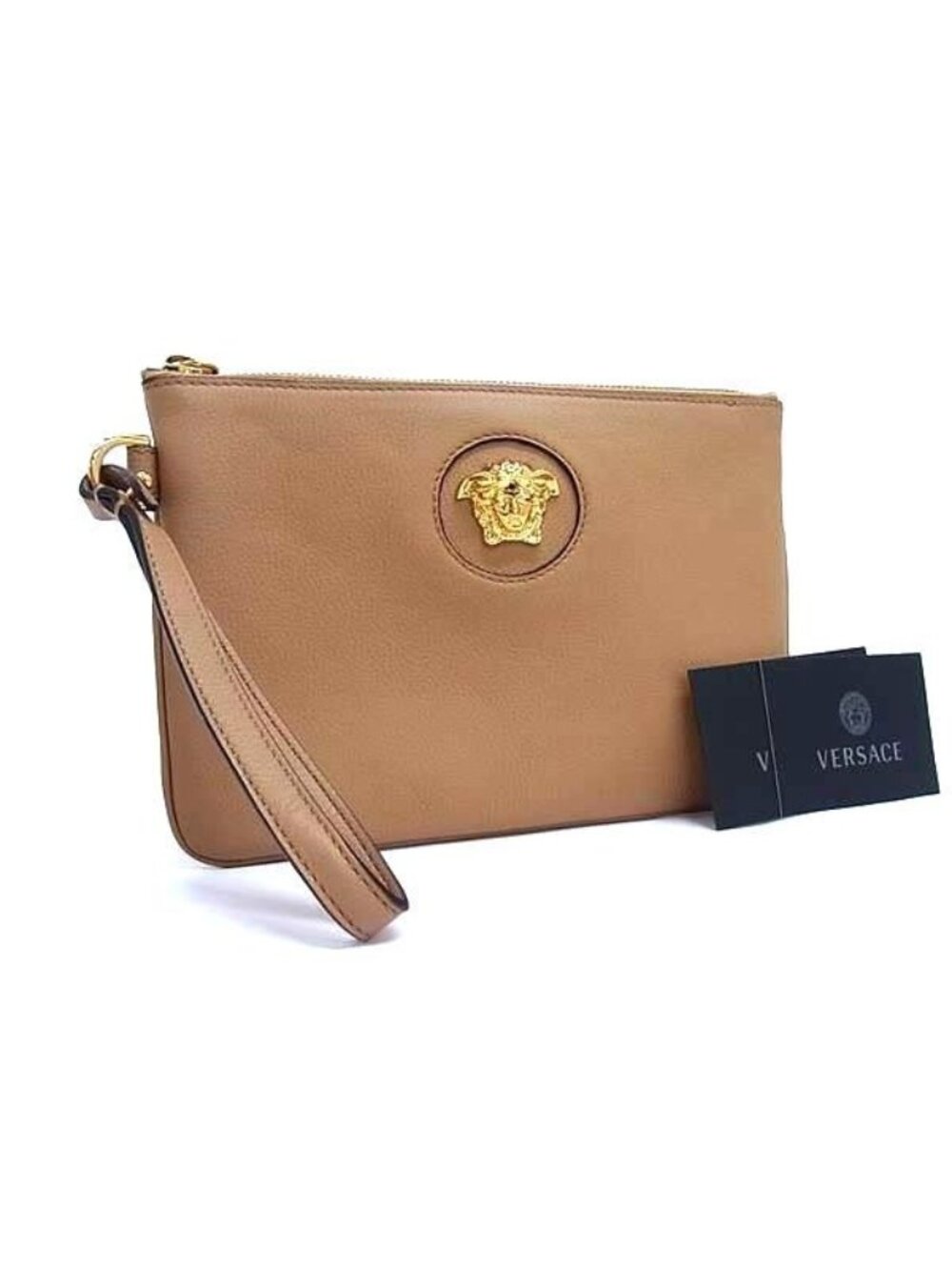 Versace Medusa Leather Clutch Multi Pouch Brown